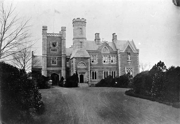 1885 Government House taken from half way up the front driveway looking towards the western side of the house TAHO
