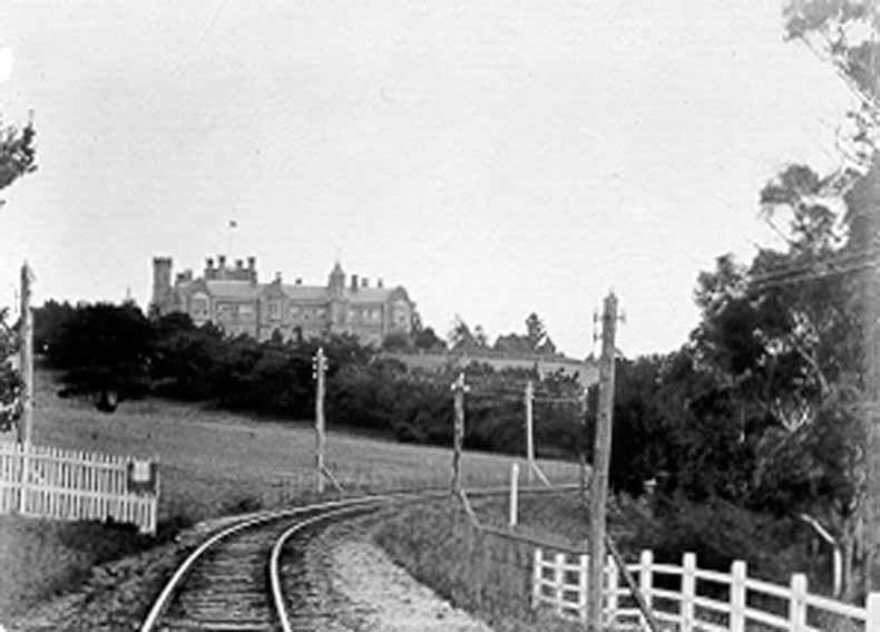 View of Government House Hobart railway line in foreground 1890 TAHO