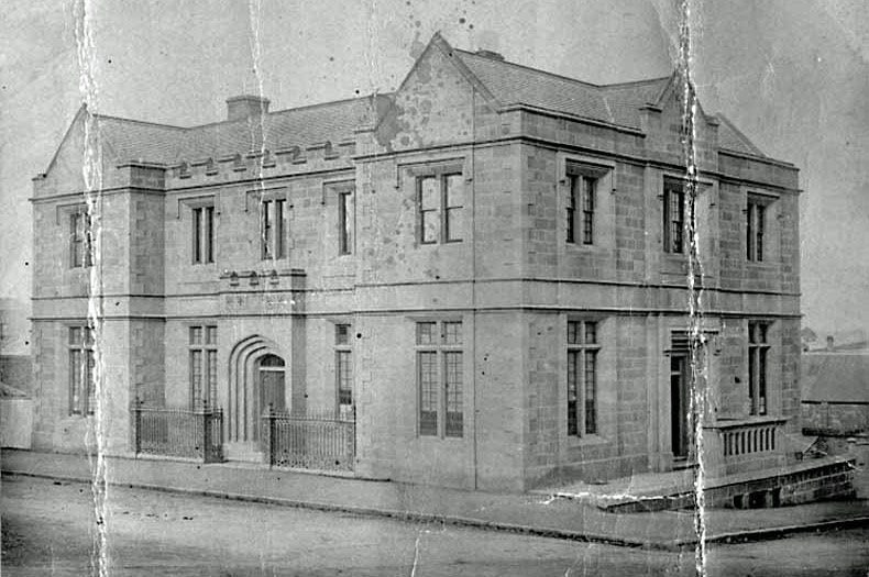 Building in Davey St, Hobart, previously St Marys Hospital, then Lands and Survey Department building, then Health Department building 1870 TAHO